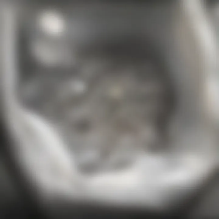 A close-up view of a clogged toilet showing water and debris.