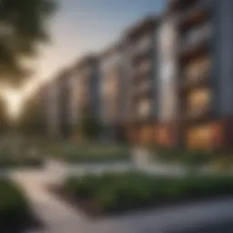 Exterior view showcasing the modern architecture of Arboretum Apartments