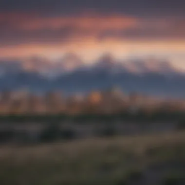 Scenic view of Denver skyline with mountains in the background