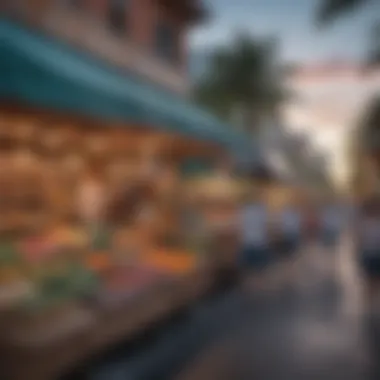 A bustling market scene in a popular Miami neighborhood, reflecting local culture and community life