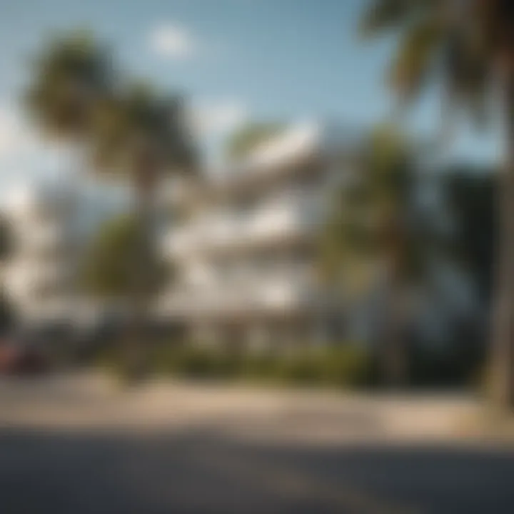 Charming street in South Beach with palm trees