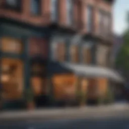 Vibrant street life in the East Village showcasing local shops and eateries