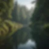 Scenic view of a tranquil lake surrounded by lush greenery