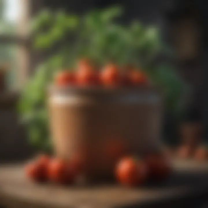 Close-up of tomatoes growing in a pot