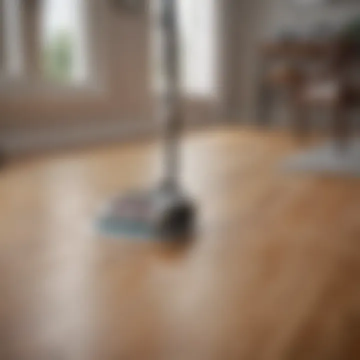 Bissell SpinWave on laminate flooring showcasing cleaning efficiency