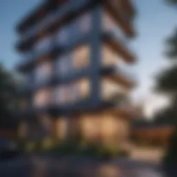 Beautiful modern condominium exterior showcasing architecture