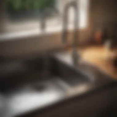 A clean kitchen sink after successful unclogging