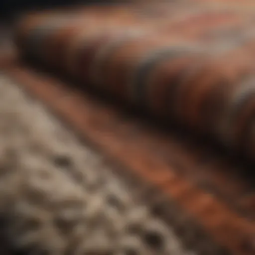 A close-up view of a high pile rug showcasing its texture and fibers