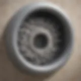 A close-up view of a lint-filled dryer vent