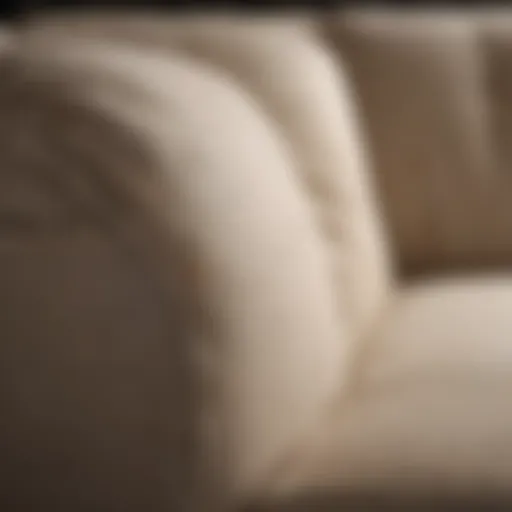 Close-up of a cloth sofa with visible stains