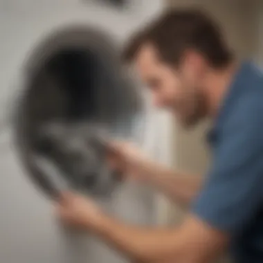 Professional technician cleaning a dryer vent