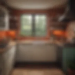 A cozy kitchen space in a rented room showcasing vibrant decor.