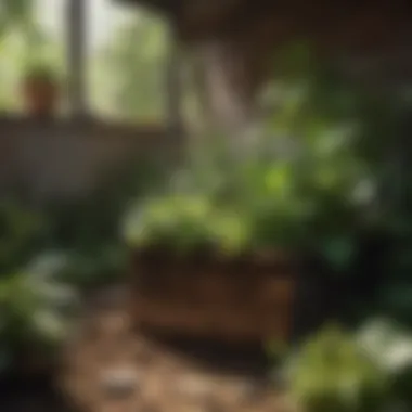 Lush Vegetation Flourishing with Homemade Compost Healthy plants thriving in a garden enriched with homemade compost