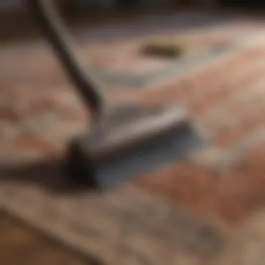 Essential Tools for Rug Cleaning Close-up of various cleaning tools for maintaining rugs