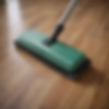 Close-up of the features of a laminate floor sweeper