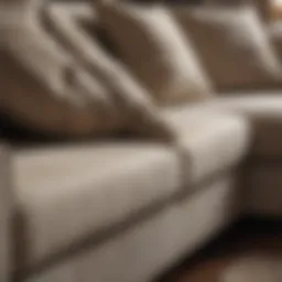 Luxurious fabric sofa being cleaned with a gentle solution