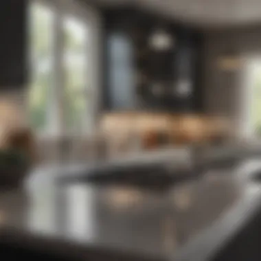 Pristine Kitchen Surfaces Spotless kitchen with gleaming countertops and neatly arranged utensils