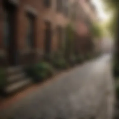 Historic cobblestone streets in Beacon Hill, lined with charming brownstones.