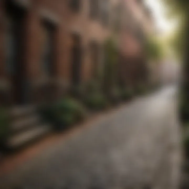 Historic cobblestone streets in Beacon Hill, lined with charming brownstones.