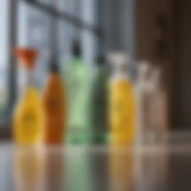 Close-up of cleaning products suitable for blinds