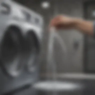 Cleaning solution being poured into washing machine