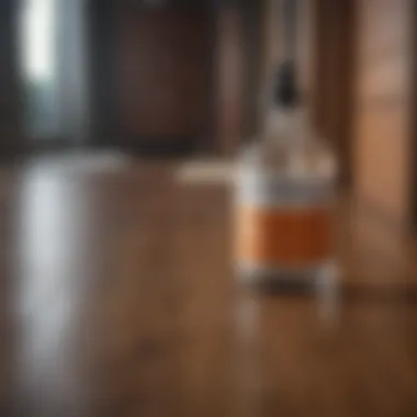 Cleaning Supplies for Faux Hardwood Cleaning supplies arranged for faux hardwood maintenance