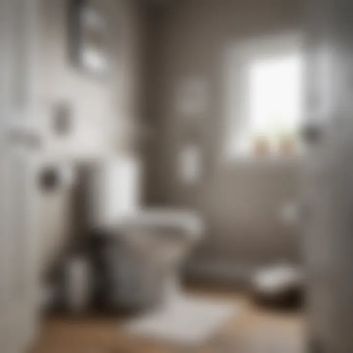 Illustration showing proper toilet usage with a warning against paper towels