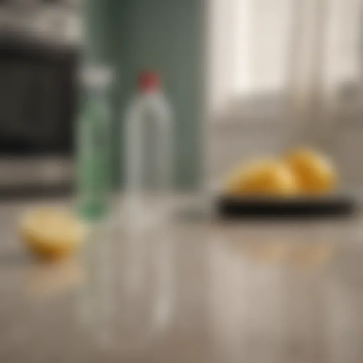 Eco-friendly cleaning tools beside lemon and baking soda