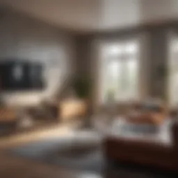 A beautifully organized living room with stylish furniture and minimal clutter