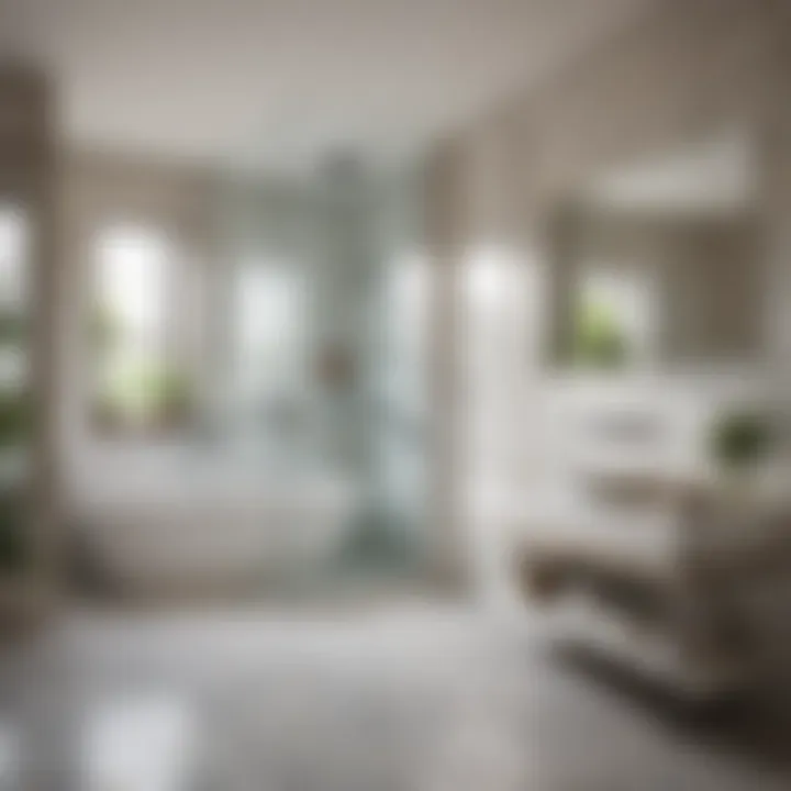 A refreshingly spotless bathroom with gleaming tiles and fixtures, representing a successful cleaning effort