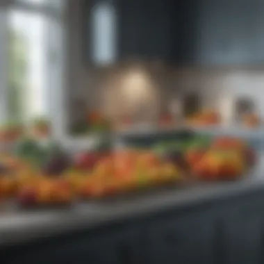 Vibrant Fresh Produce Fresh fruits and vegetables displayed on a kitchen counter