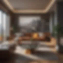 A modern apartment interior showcasing stylish decor and furniture