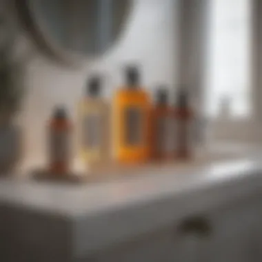 A neatly arranged bathroom with personal care items