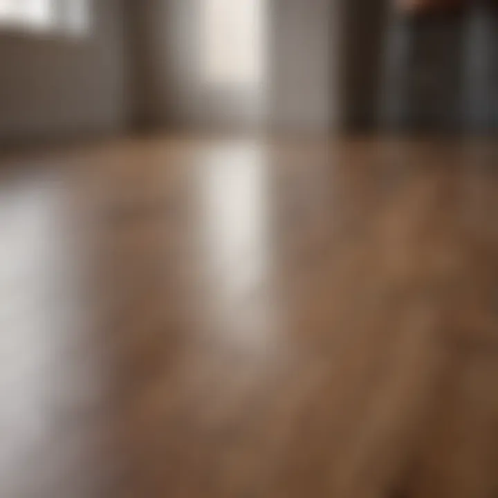 Close-up view of clean laminate flooring reflecting light