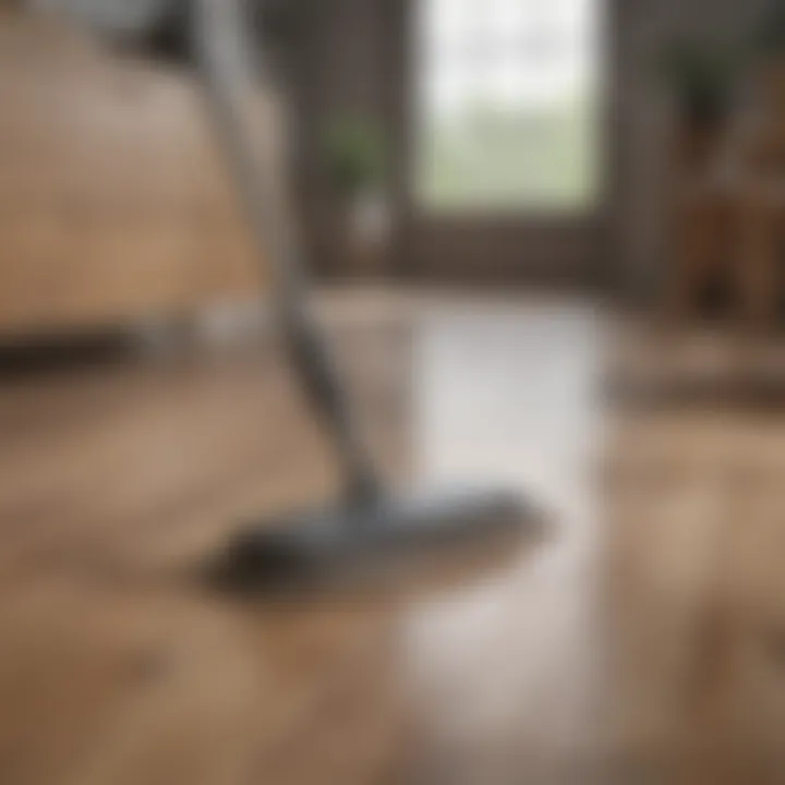 Dry mopping technique demonstrated on laminate surface