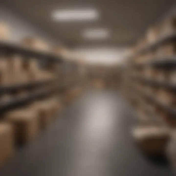 A meticulously organized packing area with boxes and supplies ready for use