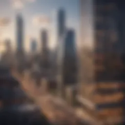 Skyline of a major U.S. city, showcasing modern architecture