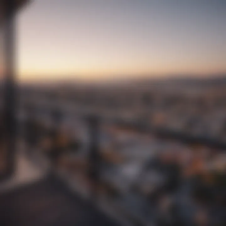 Scenic view from balcony of Anza Victoria Apartments overlooking the city