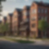 Vibrant neighborhood view showcasing local apartments
