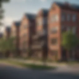 Vibrant neighborhood view showcasing local apartments