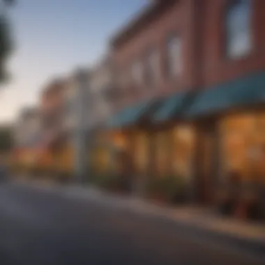 Vibrant neighborhood scene in Orange County with shops and cafes