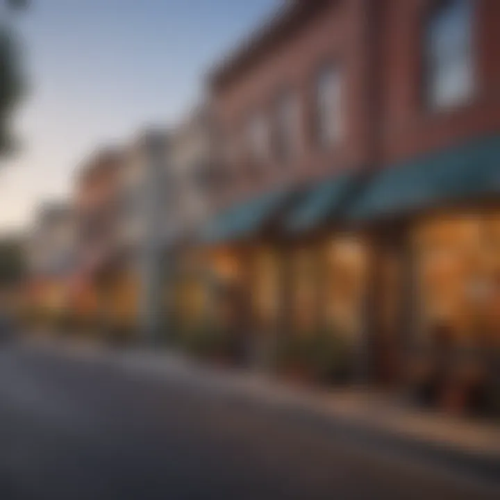 Vibrant neighborhood scene in Orange County with shops and cafes