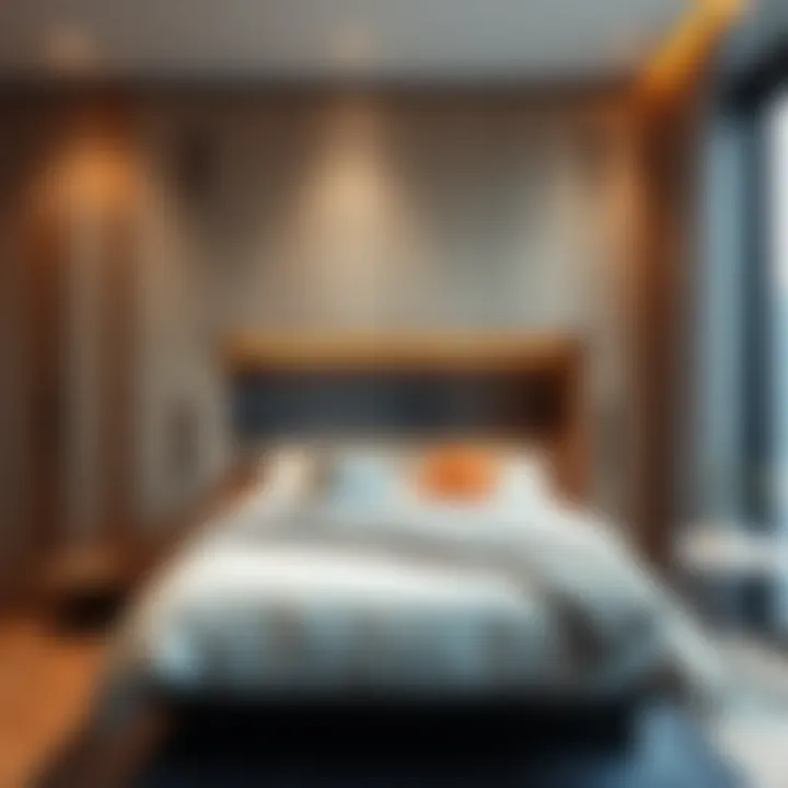 Murphy bed folded up with stylish wall design