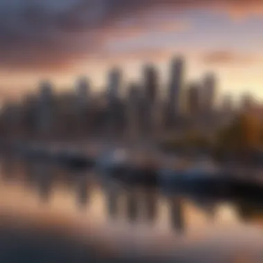 A scenic waterfront view in Seattle showcasing boats and the skyline.