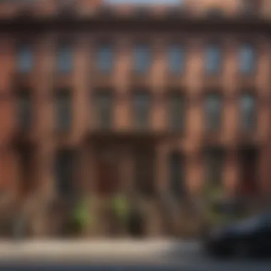 Harlem's Brownstone Community Vibrance A vibrant street view showcasing brownstones and community life