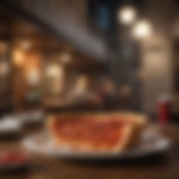 A plate of delicious deep-dish pizza, a culinary staple of Chicago.