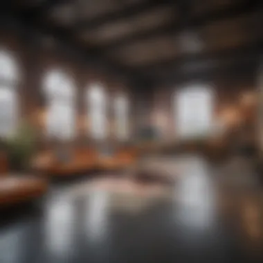 Industrial Loft with Open Space Design A vibrant loft with industrial decor and open space