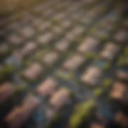 Aerial view of Encanto Village showcasing lush greenery and unique architecture