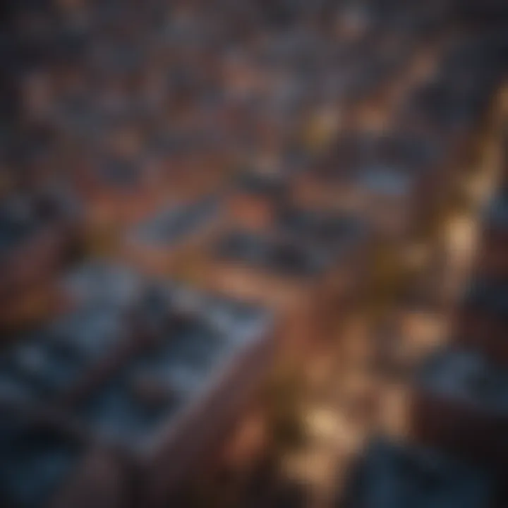 Aerial view of vibrant NYC neighborhoods with Hasa listings.