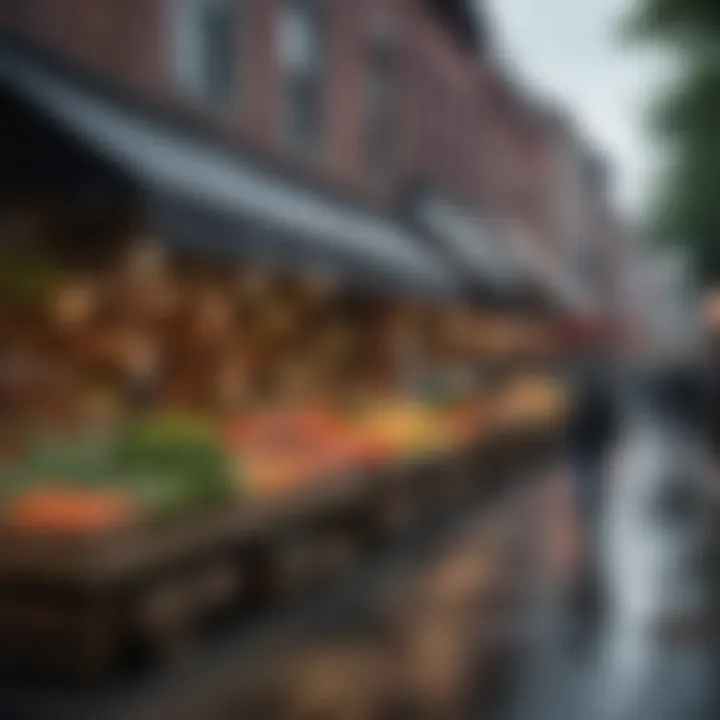 Vibrant local market filled with fresh produce and community members